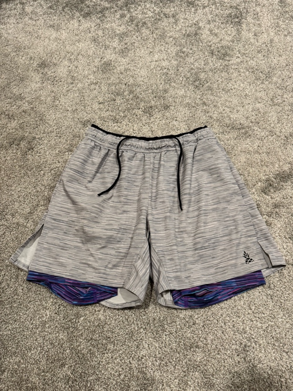 Chubbies🍍 | Men's Gray Layered Athletic Shorts with Purple Liner